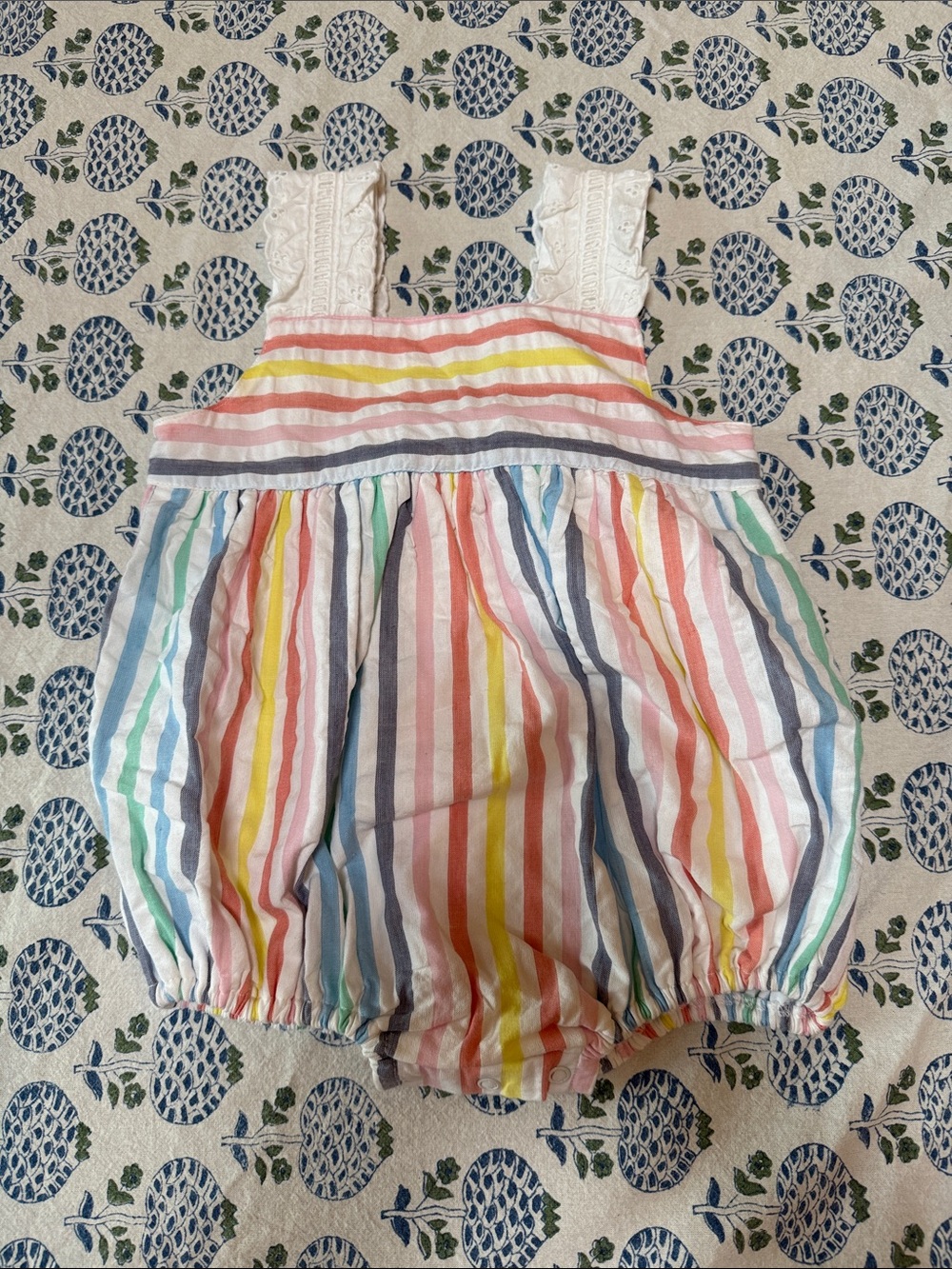 TBBC NWT Kids Rainbow Stripe Bubble Romper with Lace Straps